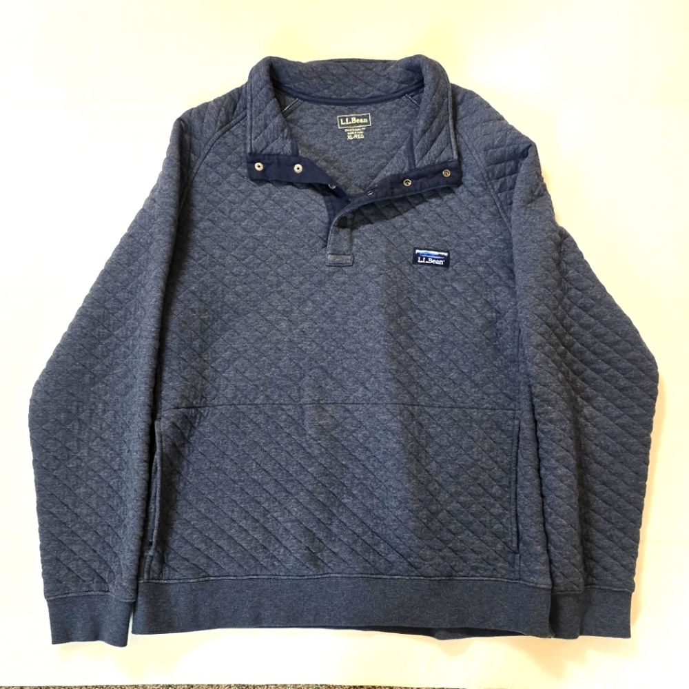 L.L. Bean Navy Quilted Pullover